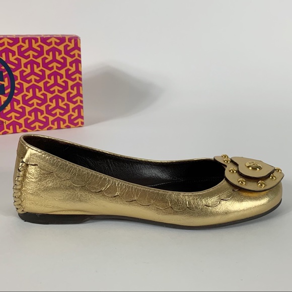 TORY BURCH Gold Heart Ballet Flats - Picture 8 of 16